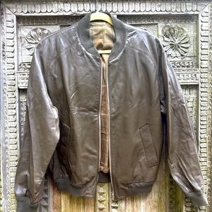 Vintage Burberry Brown Bomber Jacket with Ribbed Details